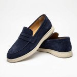 Navy Suede Penny Loafer