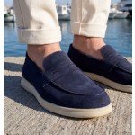 Navy Suede Penny Loafer